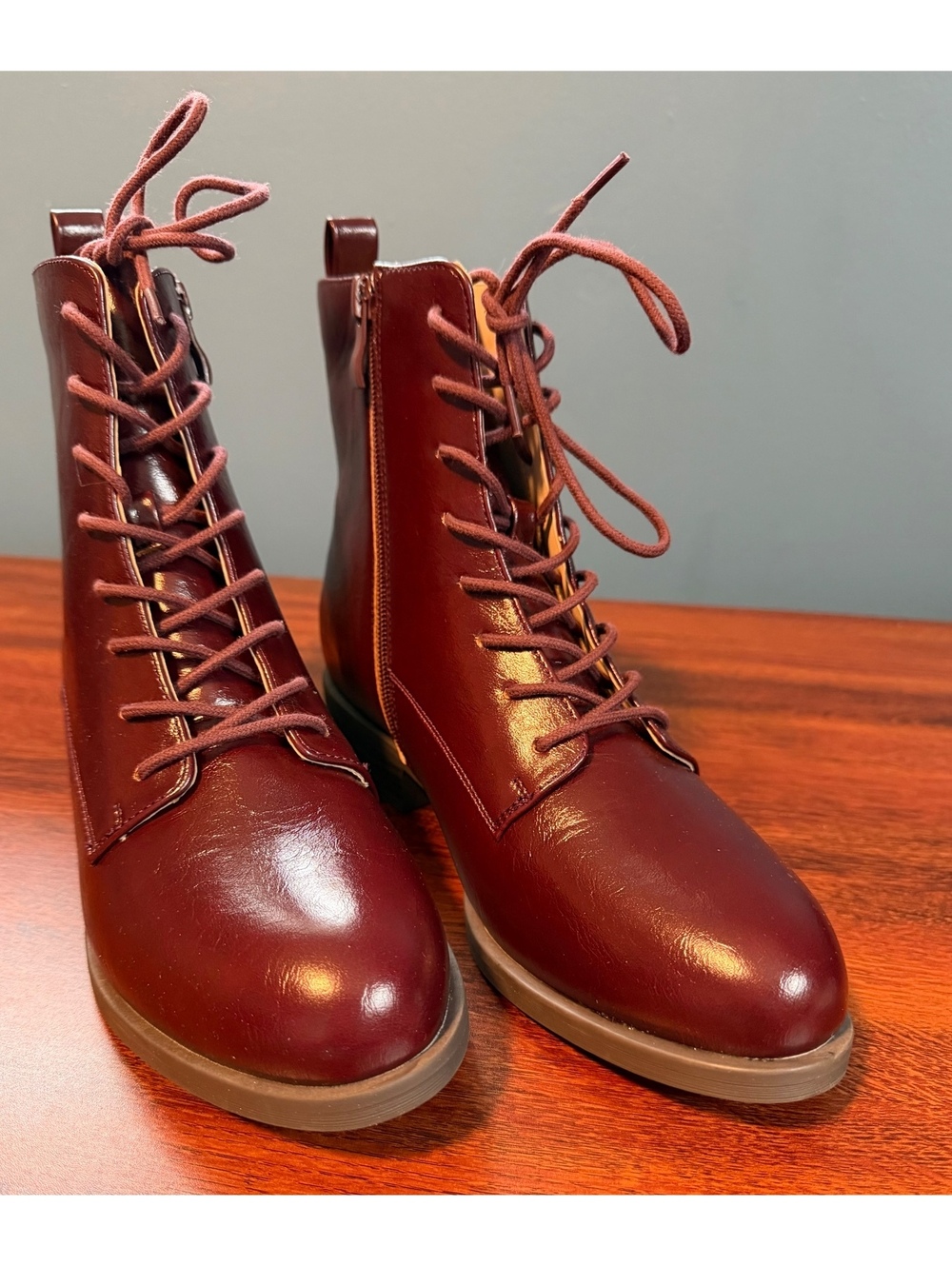 Journee Collection oxblood lace up combat boots Vienna 8.5